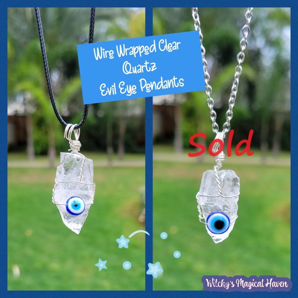 Clear Quartz Evil Eye Pendant